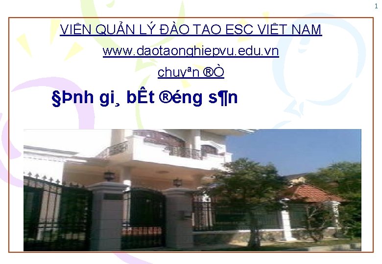 1 VIỆN QUẢN LÝ ĐÀO TẠO ESC VIỆT NAM www. daotaonghiepvu. edu. vn chuyªn