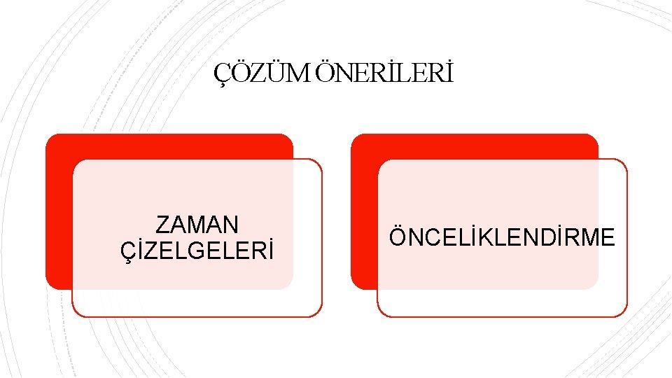 ÇÖZÜM ÖNERİLERİ ZAMAN ÇİZELGELERİ ÖNCELİKLENDİRME 