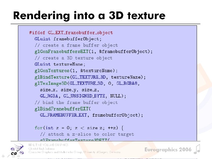 Rendering into a 3 D texture REAL-TIME VOLUME GRAPHICS Christof Rezk Salama Computer Graphics