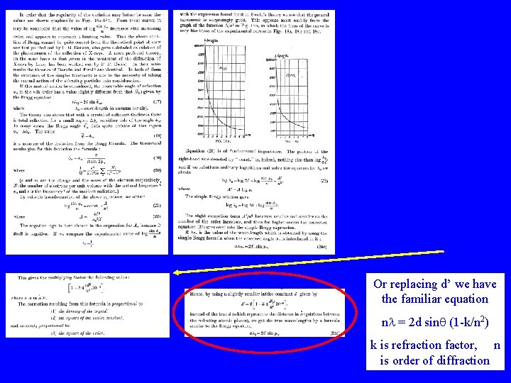 Or replacing d’ we have the familiar equation nl = 2 d sinq (1