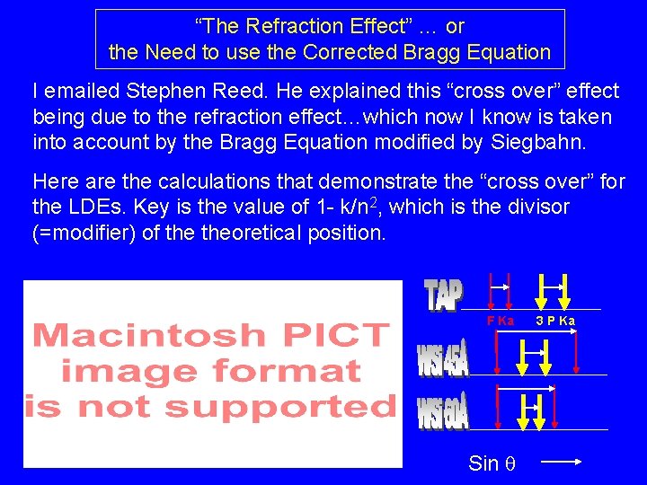 “The Refraction Effect” … or the Need to use the Corrected Bragg Equation I