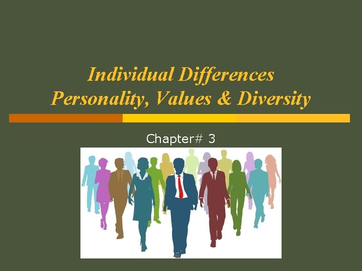 Individual Differences Personality, Values & Diversity Chapter# 3 