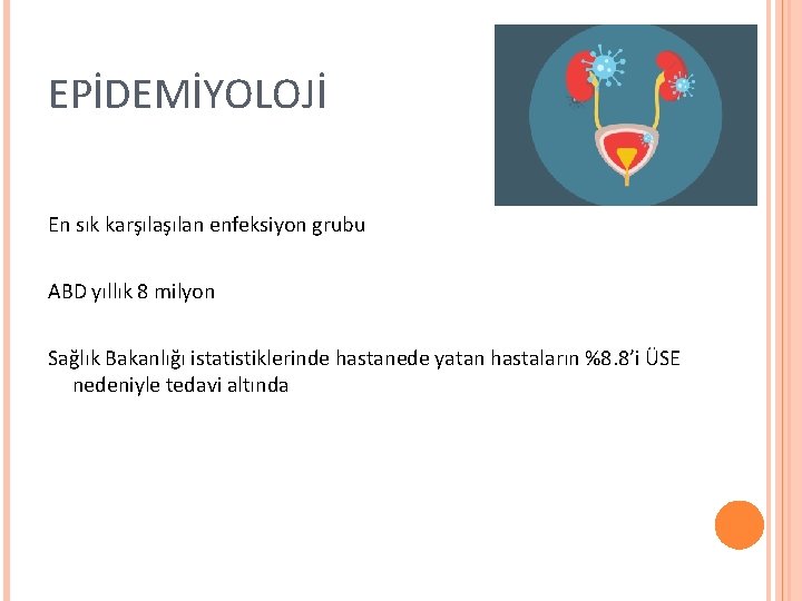 EPİDEMİYOLOJİ En sık karşılan enfeksiyon grubu ABD yıllık 8 milyon Sağlık Bakanlığı istatistiklerinde hastanede