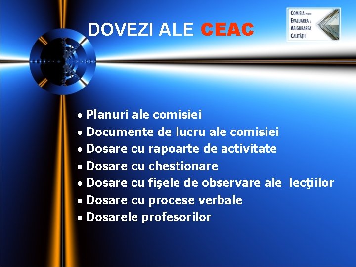 DOVEZI ALE CEAC · Planuri ale comisiei · Documente de lucru ale comisiei · DOVEZI ALE CEAC · Planuri ale comisiei · Documente de lucru ale comisiei ·