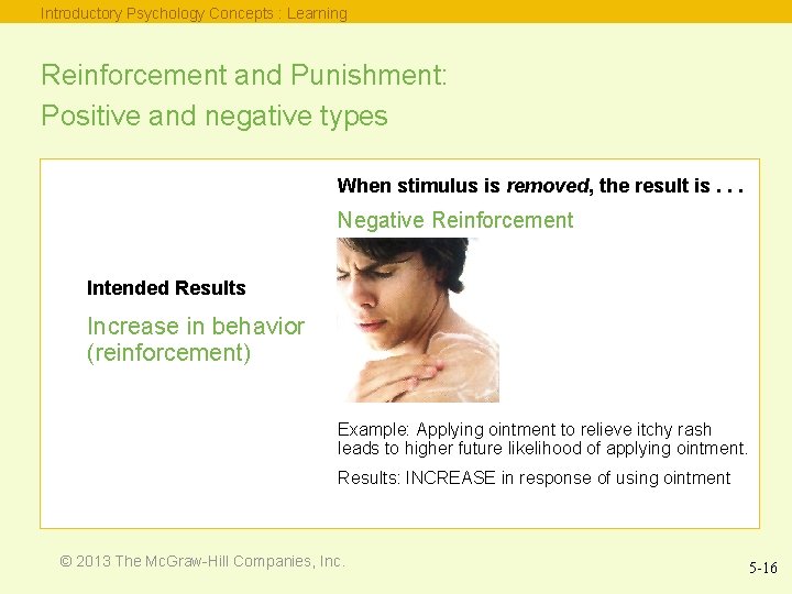 Introductory Psychology Concepts : Learning Reinforcement and Punishment: Positive and negative types When stimulus