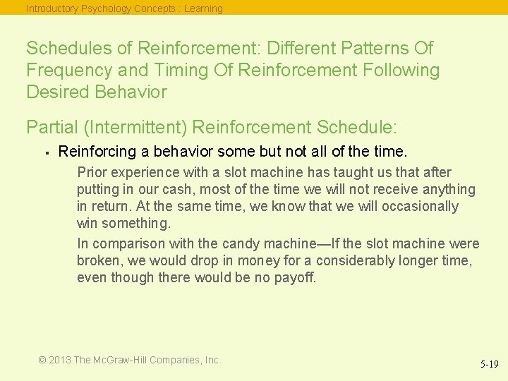 Introductory Psychology Concepts : Learning Schedules of Reinforcement: Different Patterns Of Frequency and Timing