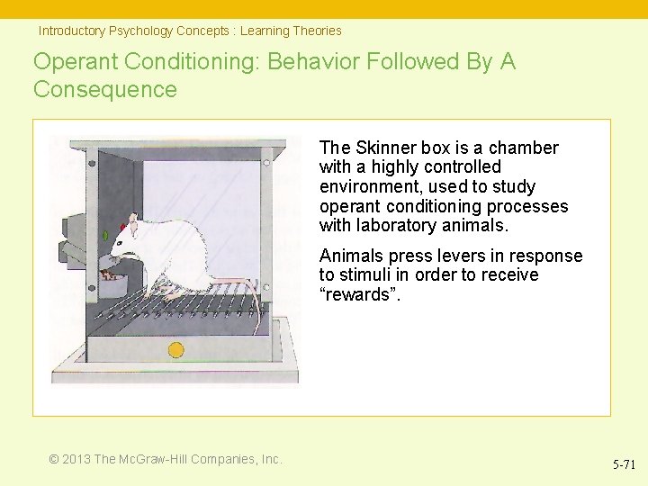 Introductory Psychology Concepts : Learning Theories Operant Conditioning: Behavior Followed By A Consequence The