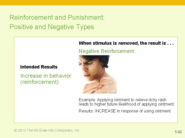 Reinforcement and Punishment: Positive and Negative Types When stimulus is removed, the result is.