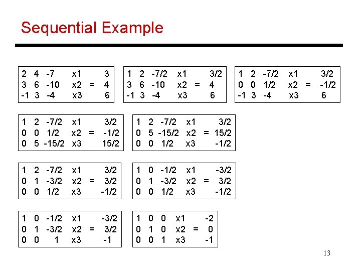 Sequential Example 2 4 -7 3 6 -10 -1 3 -4 x 1 x