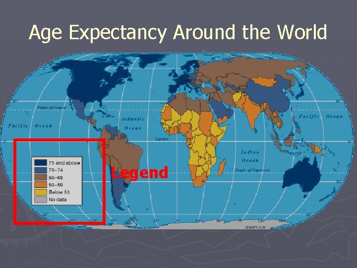 Age Expectancy Around the World Legend 