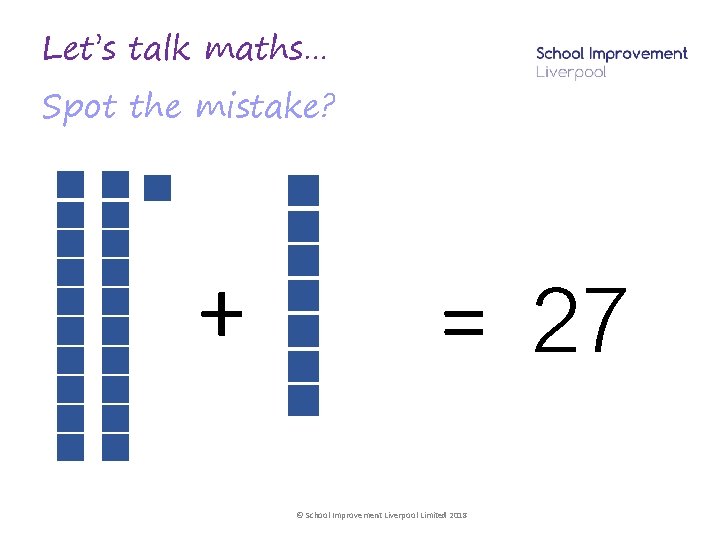 Let’s talk maths… Spot the mistake? + = © School Improvement Liverpool Limited 2018