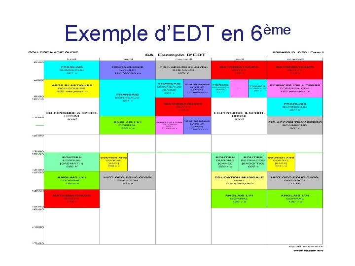 Exemple d’EDT en 6ème Exemple d’EDT en 6ème