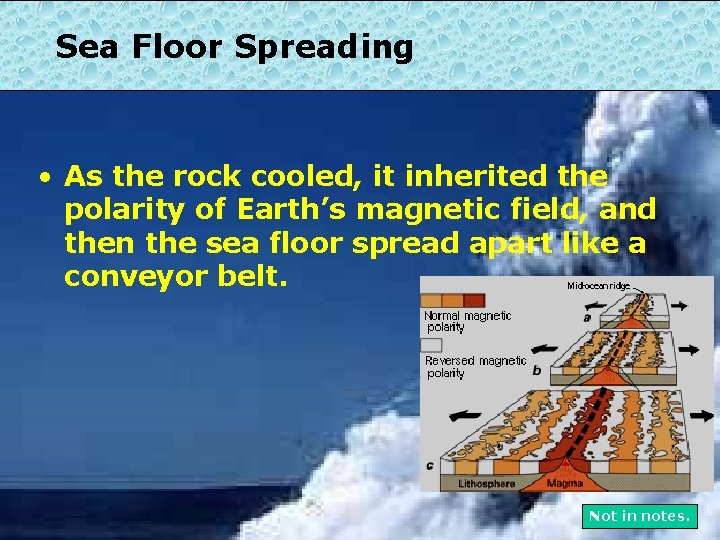 Sea Floor Spreading • As the rock cooled, it inherited the polarity of Earth’s