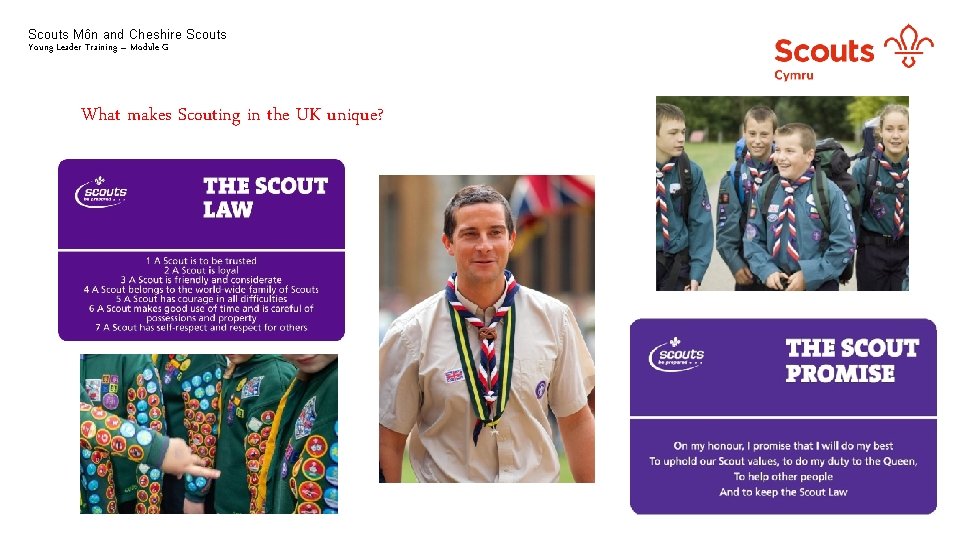 Scouts Môn and Cheshire Scouts Young Leader Training – Module G What makes Scouting