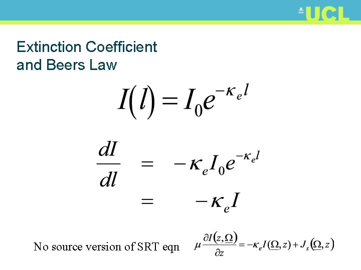 Extinction Coefficient and Beers Law No source version of SRT eqn 