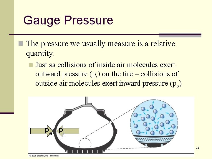 Gauge Pressure n The pressure we usually measure is a relative quantity. n Just