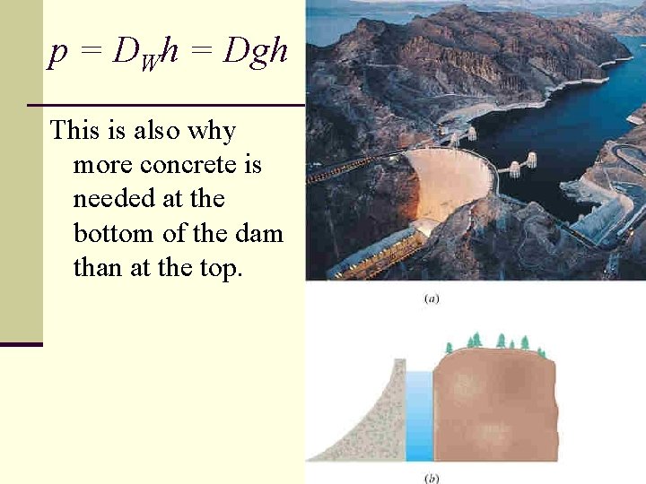 p = DWh = Dgh This is also why more concrete is needed at