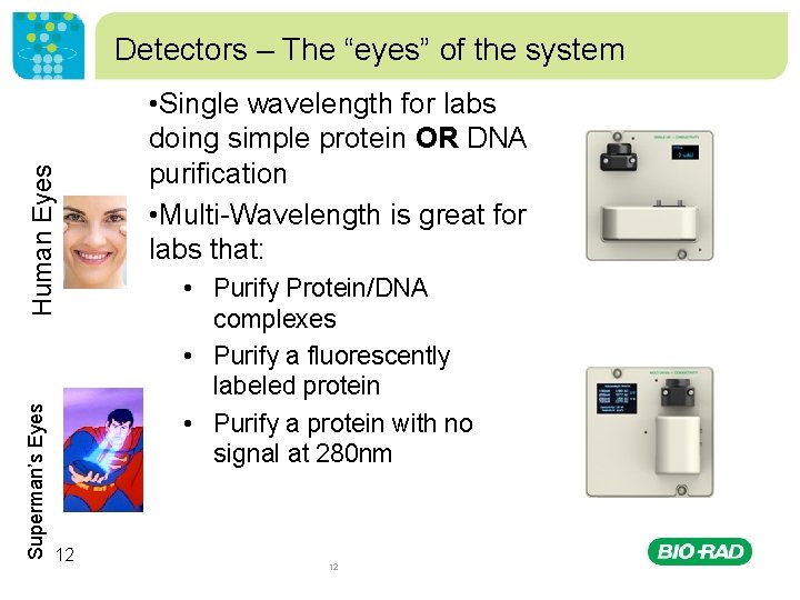 Superman’s Eyes Human Eyes Detectors – The “eyes” of the system 12 • Single