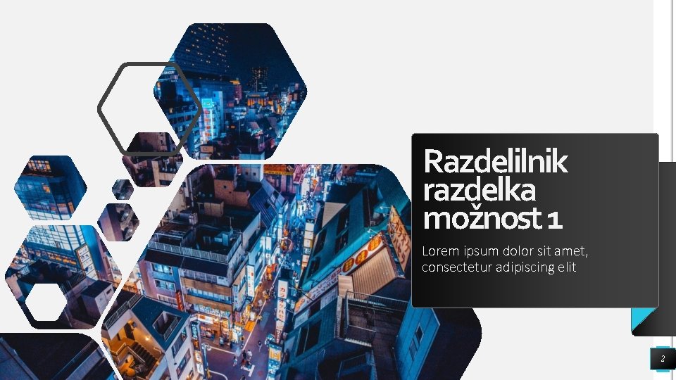 Razdelilnik razdelka možnost 1 Lorem ipsum dolor sit amet, consectetur adipiscing elit 2 