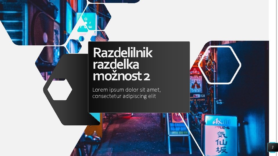 Razdelilnik razdelka možnost 2 Lorem ipsum dolor sit amet, consectetur adipiscing elit 3 