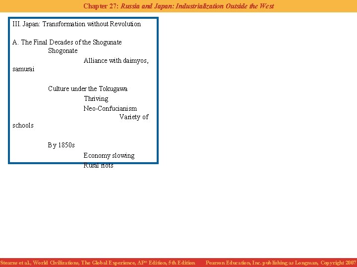 Chapter 27: Russia and Japan: Industrialization Outside the West III. Japan: Transformation without Revolution