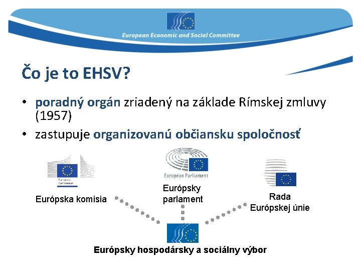 Čo je to EHSV? • poradný orgán zriadený na základe Rímskej zmluvy (1957) •
