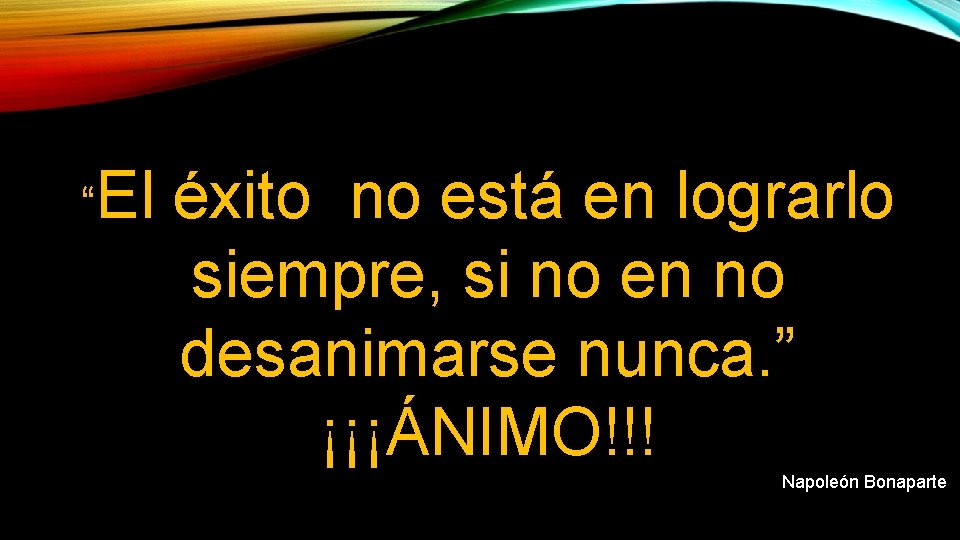 “El éxito no está en lograrlo siempre, si no en no desanimarse nunca. ”