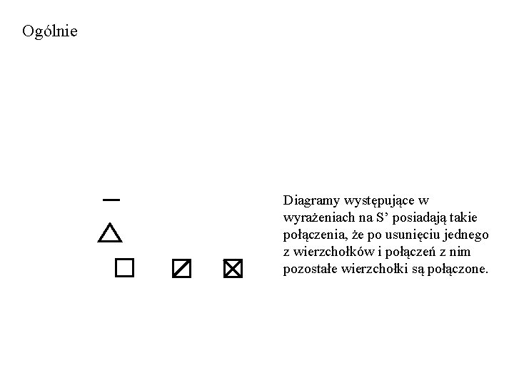 Ogólnie Diagramy występujące w wyrażeniach na S’ posiadają takie połączenia, że po usunięciu jednego