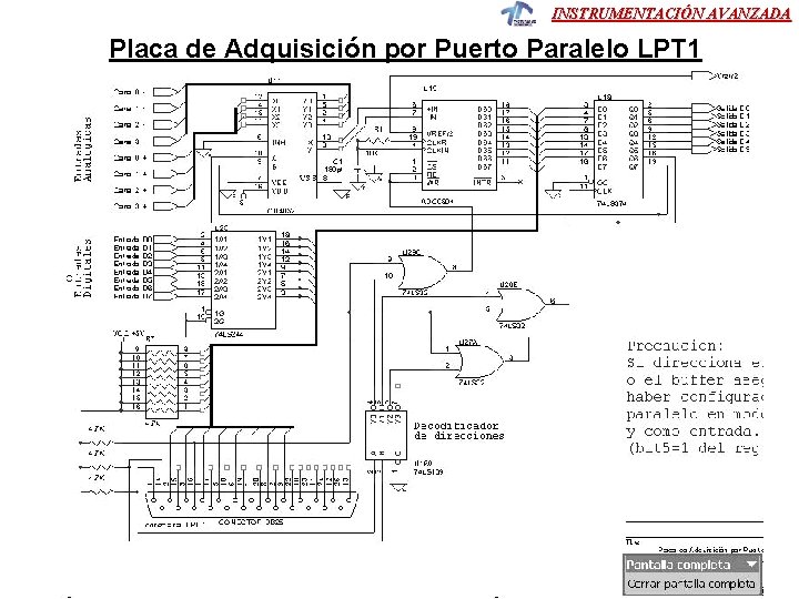 INSTRUMENTACIÓN AVANZADA Placa de Adquisición por Puerto Paralelo LPT 1 