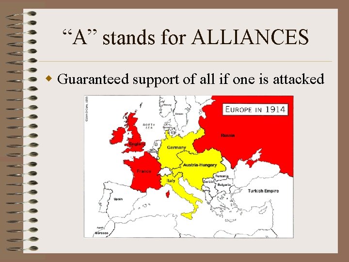 “A” stands for ALLIANCES w Guaranteed support of all if one is attacked 