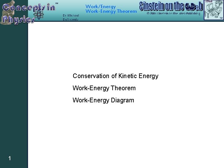 Work/Energy Work-Energy Theorem Conservation of Kinetic Energy Work-Energy Theorem Work-Energy Diagram 1 