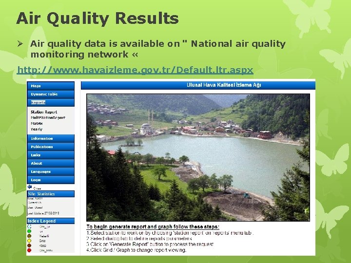 Air Quality Results Ø Air quality data is available on " National air quality