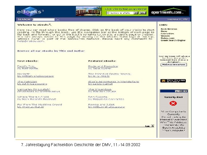 e. Books 7. Jahrestagung Fachsektion Geschichte der DMV, 11. -14. 09. 2002 