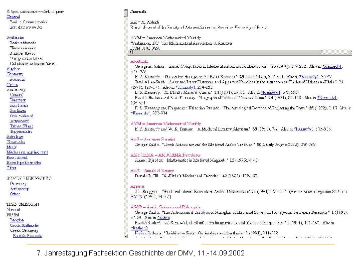 2. Seite 7. Jahrestagung Fachsektion Geschichte der DMV, 11. -14. 09. 2002 