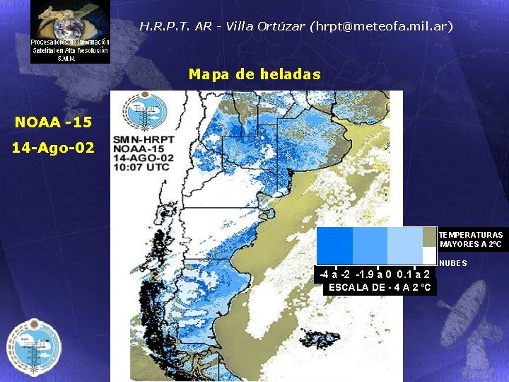 H. R. P. T. AR - Villa Ortúzar (hrpt@meteofa. mil. ar) Mapa de heladas