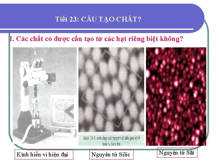 Tiết 23: CẤU TẠO CHẤT? I. Các chất có được cấu tạo từ các