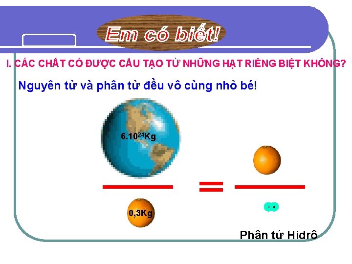 I. CÁC CHẤT CÓ ĐƯỢC CẤU TẠO TỪ NHỮNG HẠT RIÊNG BIỆT KHÔNG? Nguyên