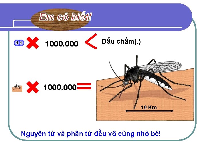 H H 1000. 000 Dấu chấm(. ) 1000. 000 10 Km Nguyên tử và