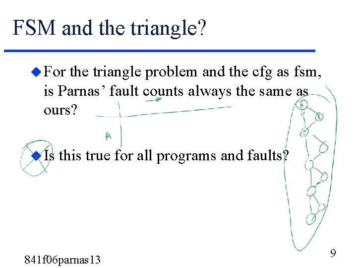 FSM and the triangle? u For the triangle problem and the cfg as fsm,