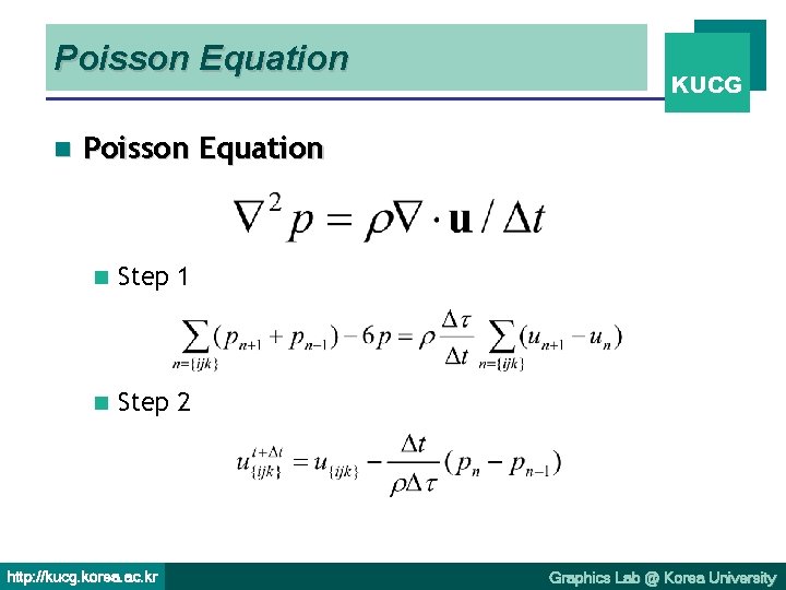 Poisson Equation n KUCG Poisson Equation n Step 1 n Step 2 http: //kucg.