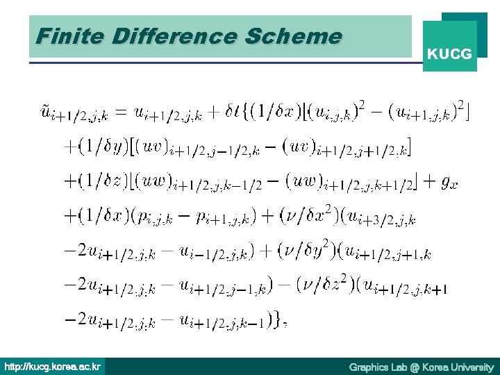 Finite Difference Scheme http: //kucg. korea. ac. kr KUCG Graphics Lab @ Korea University