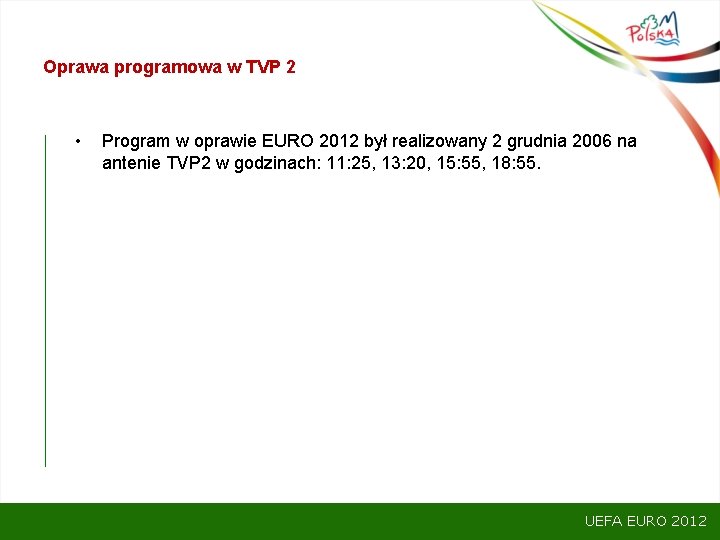 Oprawa programowa w TVP 2 • Program w oprawie EURO 2012 był realizowany 2