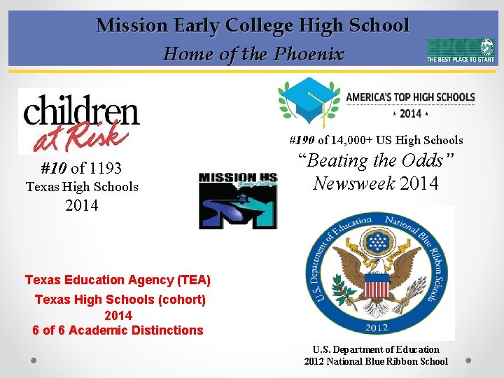 Mission Early College High School Home of the Phoenix #190 of 14, 000+ US