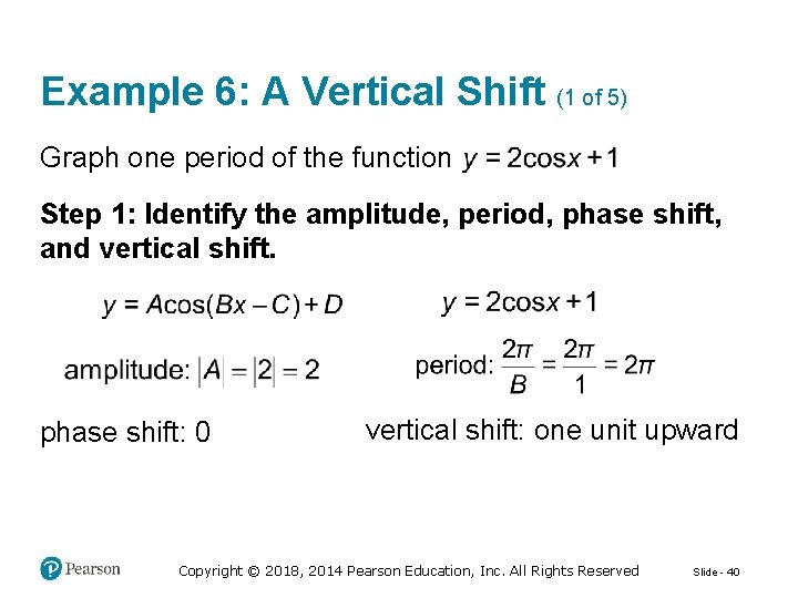 Example 6: A Vertical Shift (1 of 5) Graph one period of the function