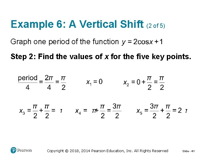 Example 6: A Vertical Shift (2 of 5) Graph one period of the function