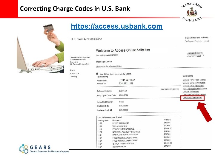Correcting Charge Codes in U. S. Bank https: //access. usbank. com 