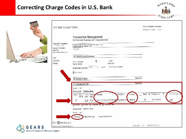 Correcting Charge Codes in U. S. Bank 