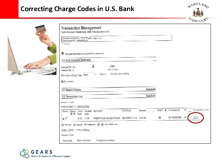 Correcting Charge Codes in U. S. Bank 