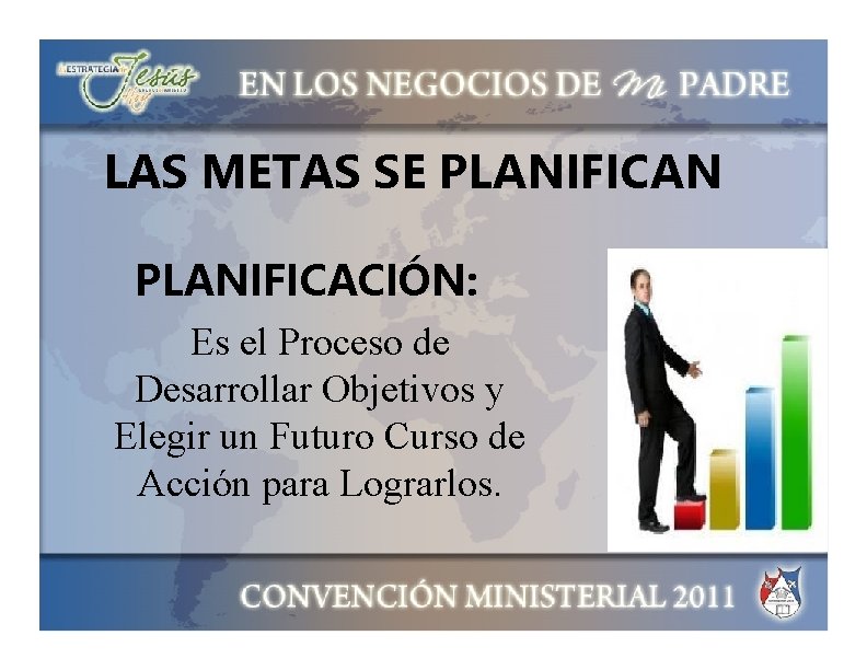 LAS METAS SE PLANIFICAN PLANIFICACIÓN: Es el Proceso de Desarrollar Objetivos y Elegir un