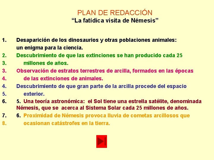 PLAN DE REDACCIÓN “La fatídica visita de Némesis” 1. 2. 3. 3. 4. 4. PLAN DE REDACCIÓN “La fatídica visita de Némesis” 1. 2. 3. 3. 4. 4.